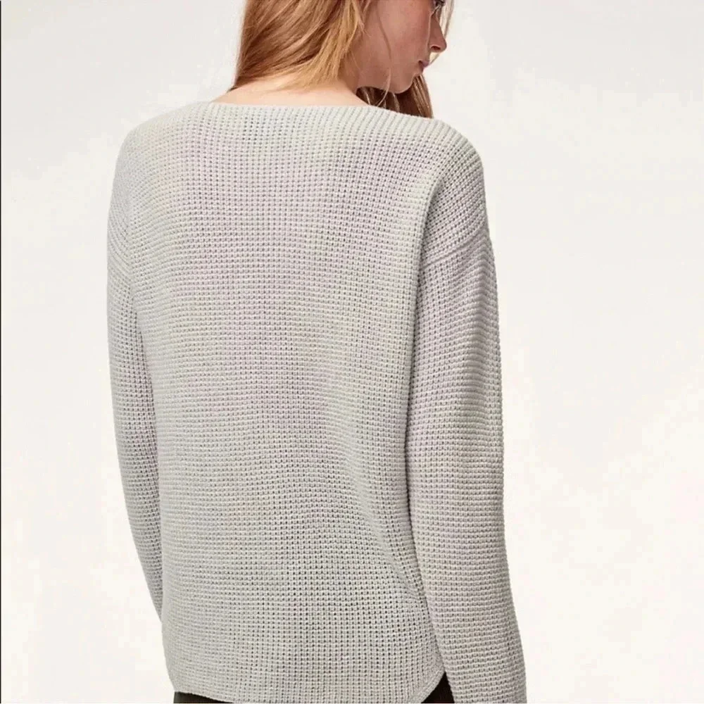 Aritzia Wilfred Free Wolter Wool Grey V-Neck Long Sleeve Knit sweater Size Small - Picture 4 of 10